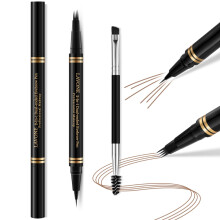 Eyebrow Pen, 2-in-1 Waterdichte Wenkbrauwpotlood met 4 Tip Microblading Pen