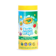 Crayola Bath Dropz Color Changing Tablets 200 Piece Fizzies Bath Bombs in Assorted Colors Fragrance Free Water-Coloring Tablets