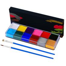 Kit di Pittura Viso per Bambini, 12 Colori di Vernice a Base d'Olio con 2 Pennelli, Trucco Non Tossico per Halloween