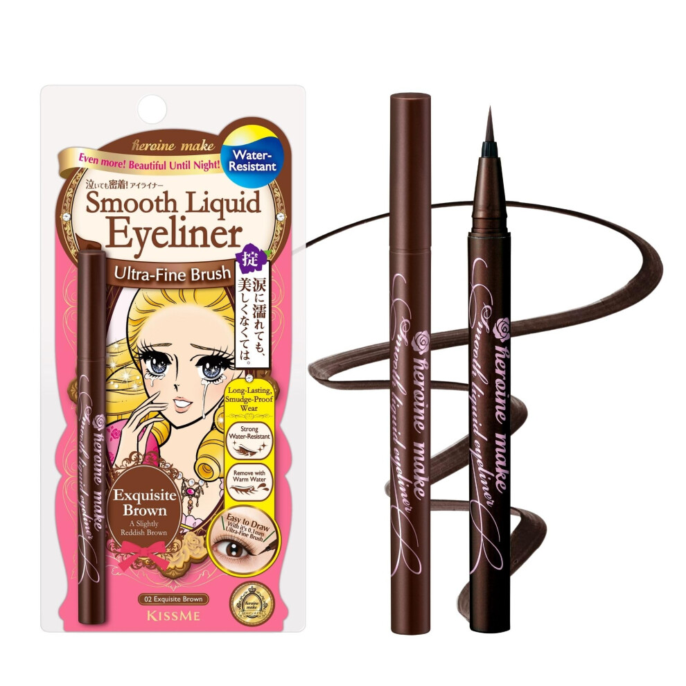 Heroine Make By Kissme Liquid Eyeliner Pen With Ultra-Fine 0.1Mm Tip Waterproof Eyeliner For Sensitive Skin Cat Eye Liner For Long Lasting Wear Ma