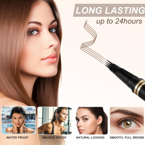 Lápiz de Cejas, Lápiz de Cejas Impermeable 2 en 1 con Punta Microblading 2