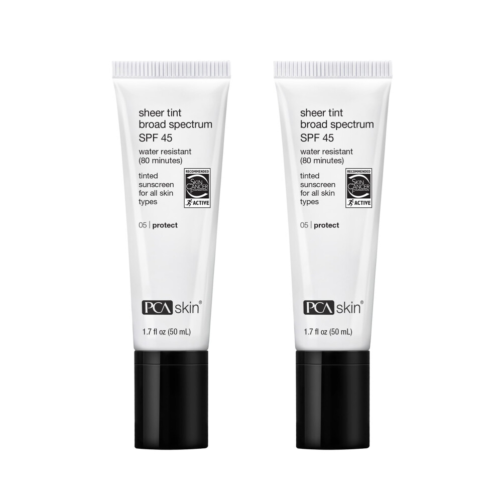 Pca Skin Sheer Tint Broad Spectrum Spf 45 - Universally-Tinted Water-Resistant Hydrating Sunscreen For Use Alone Or Under Foundation & Makeup (1.7 Fl