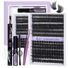 B&Q Fluffy Lash Clusters Kit 100D 200D Mischvolumen Wimpern 10-18mm Salonstil Dramatische Wimpernverlängerung 280pcs