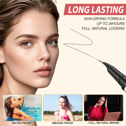LAVONE Lápiz de Cejas, Lápices 2 en 1 con Punta Microblading y Lápiz Curvado, Impermeable 2
