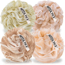 MTDLYICE Körperpeeling Schwamm, XL Loofah 75g 4er Pack, Duschsponge, weicher Mesh Badzubehör (Rosé Beige)