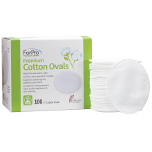 ForPro Premium 100% Bomull Ovaler (100-Pack), Ultra-Plush Extra-Absorberande Luddfria 3" Bomullspads för Sminkborttagning