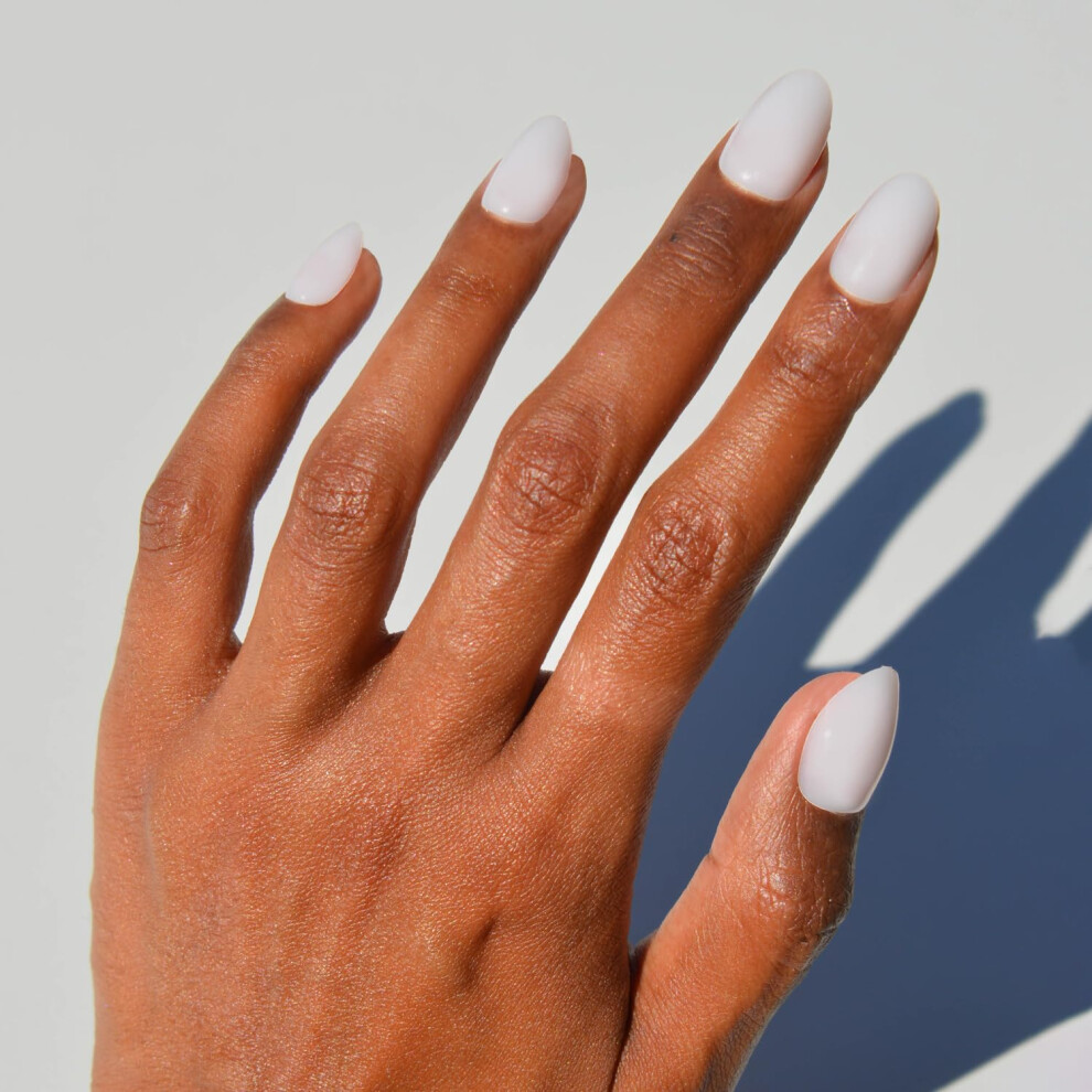 Glamnetic White Press On Nails - Clean Girl | Short Oval Fake Nails Salon Quality Milky Nails | 15 Sizes - 30 Nail Kit With Glue