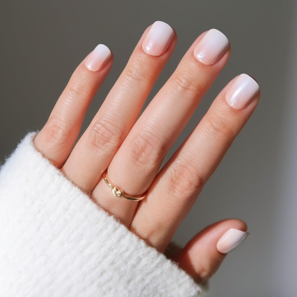 Glamnetic Cream Press On Nails - Soft Whip | Glazed Super Short Nude Fake Nails With Ombr? Extra Short Salon Quality Neutral Nails | 12 Sizes - 30 Nail Ki