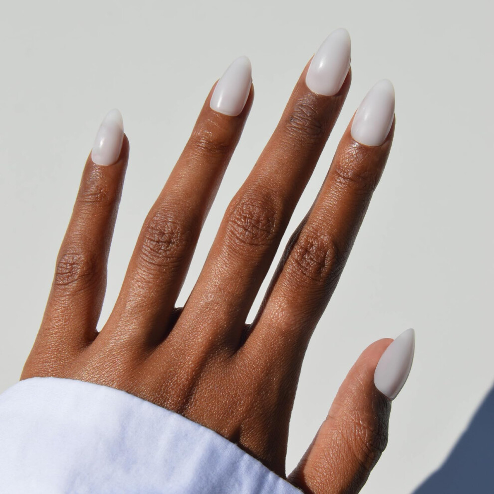 Glamnetic White Press On Nails - Milky | Short Almond Fake Nails Salon Quality Milky Nails | 15 Sizes - 30 Nail Kit With Glue
