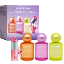 Evereden Kinder Duft Geschenkset - 3 Haar- & Körpernebel + gefärbtes Lippenöl | Saubere, vegane, ungiftige Düfte für Mädchen