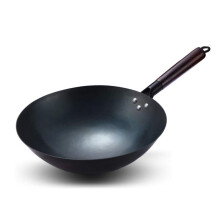 Household HandMade Iron Pan Uncoated Wok 32cm Stovetop Compatible