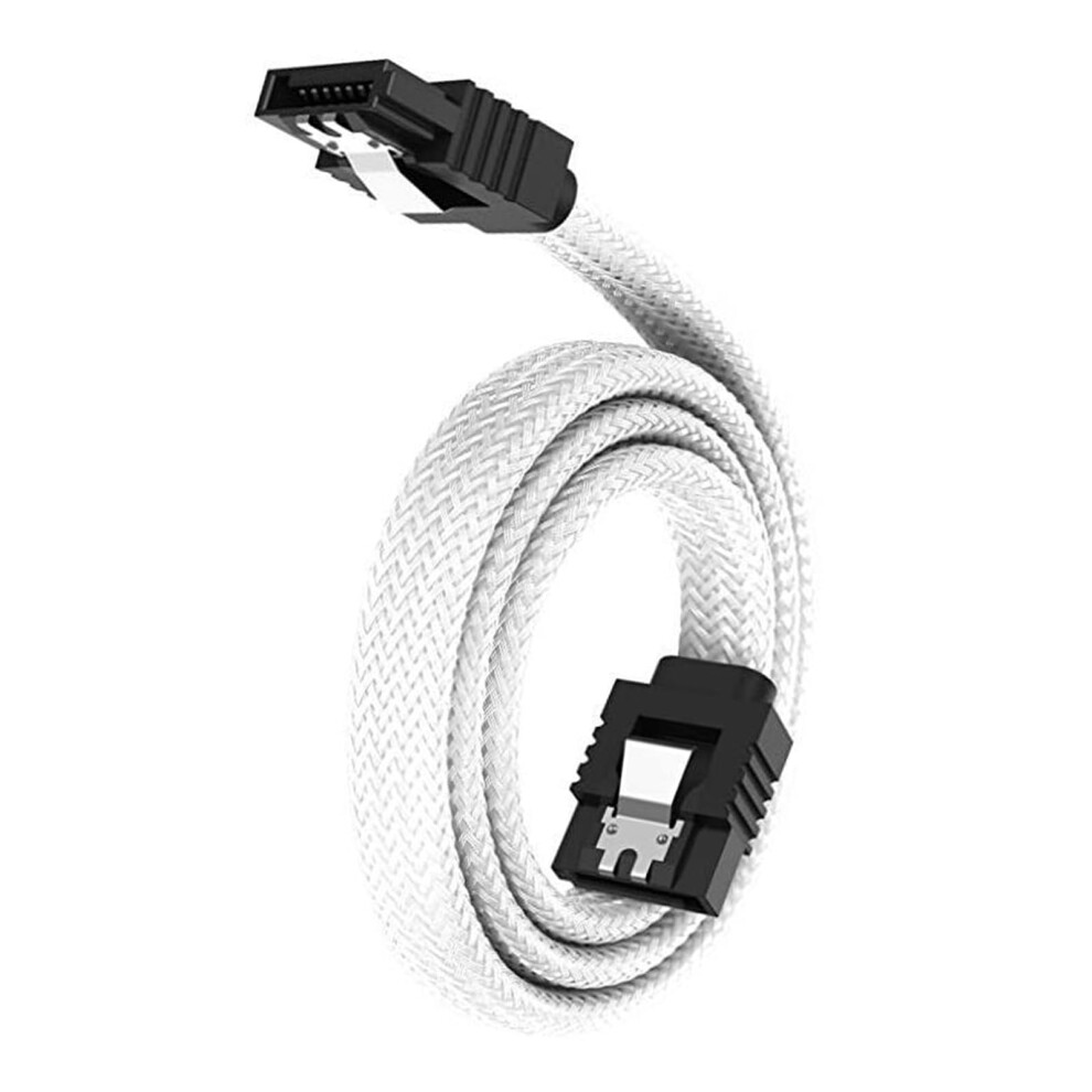 Sata 3.0 6Gbps Cable 50Cm With Locking Latches Nylon Braided For Hdd Pc Build White 9347817348002