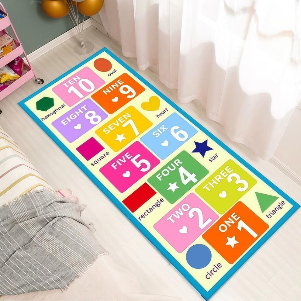 Hopscotch Rug 80x200 Cm, NonSlip Indoor Mat, Easy To Clean, Portable Rug For Daycare Centers Model 007
