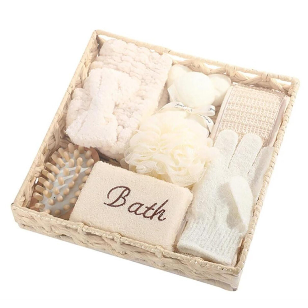 1 Set Spa Gift Cute Basket Bathing Skin Cleaning Kit Spa Gift For Women Bath Flower Kit Back Scrubber Gloves Massager Ref: 8166-image-OPC-PPNSC7C-NEW