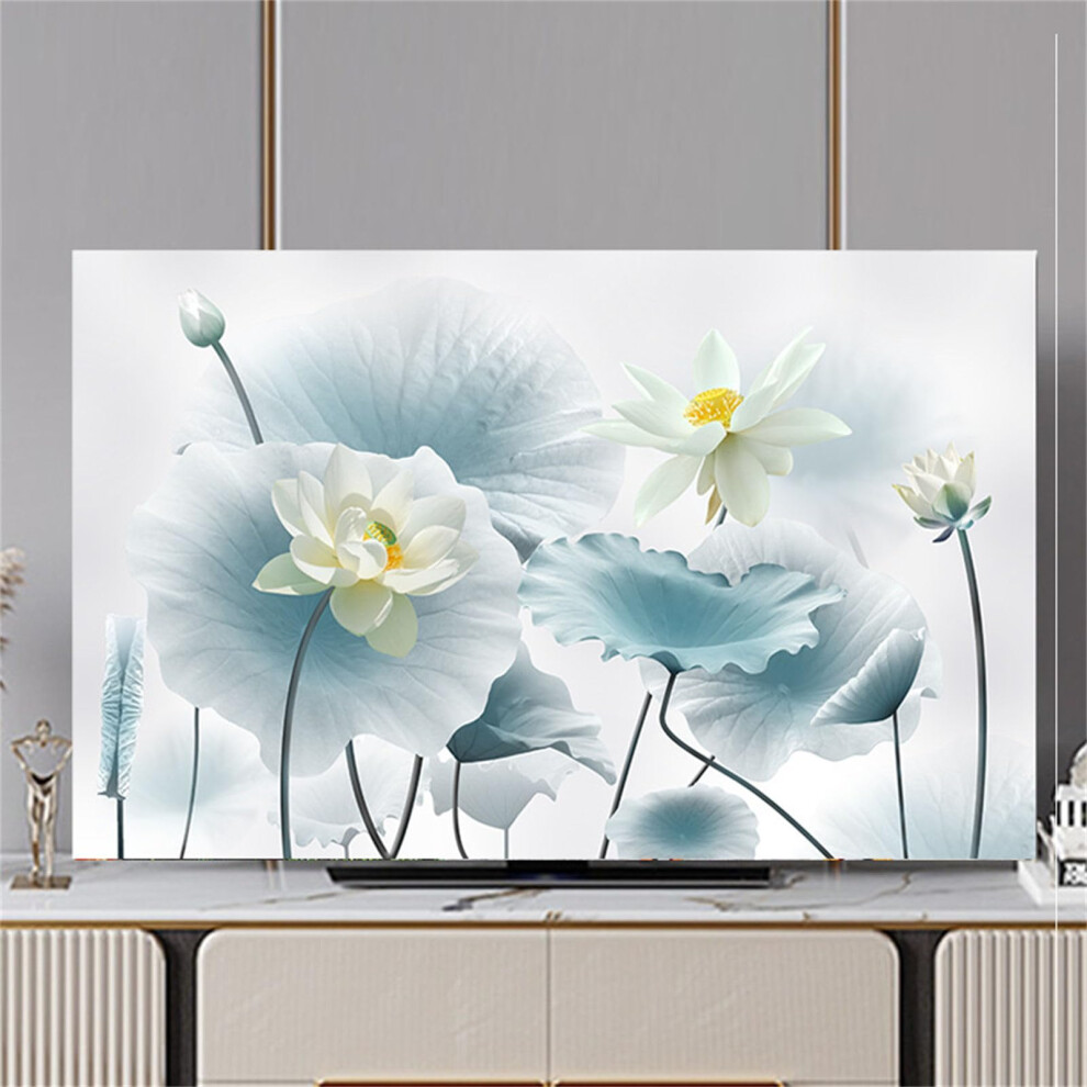 Tv Cover 3280 Inch Universal Elastic Dust Cover With 3D Lotus Flower Pattern For Tv Screen Lotus Flower 3739 Inch White 9164114264695