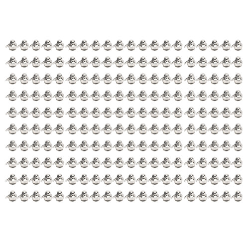 200 Sets High Gloss 8mm Pull Ring Rivets for Leather DIY Silver 1