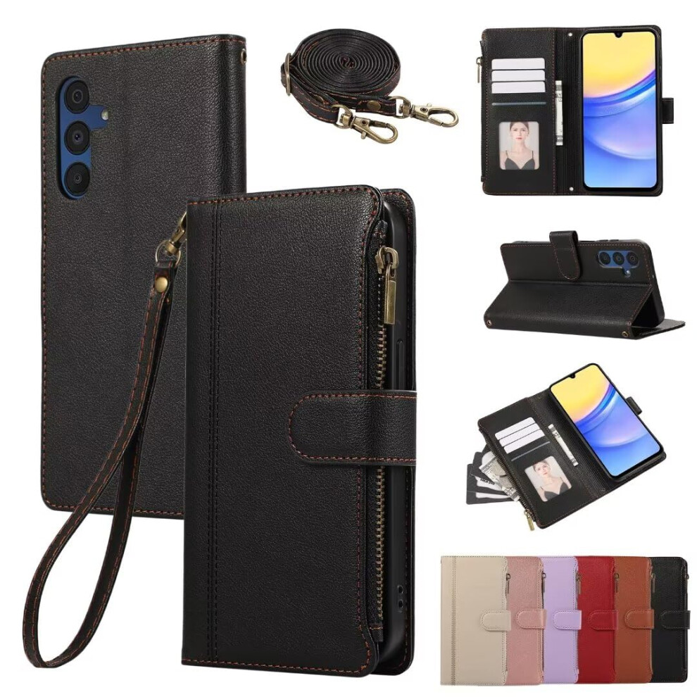 Crossbody Case For Iphone 16 Pro, Leather Flip Wallet Card Holder Stand 9382693939296