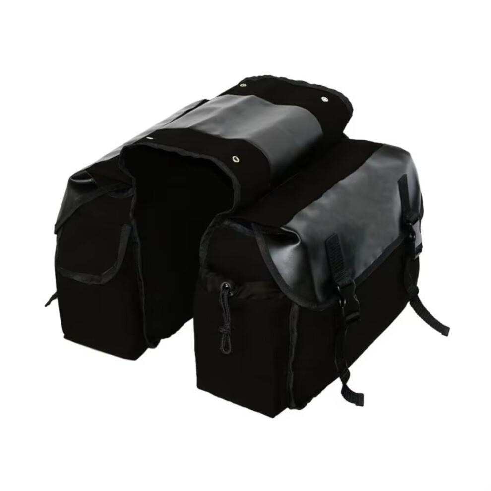 Motorcycle Saddlebags Waterproof Pu Leather With Cup Holder And Multiple Storage Compartments Black 9347817245080