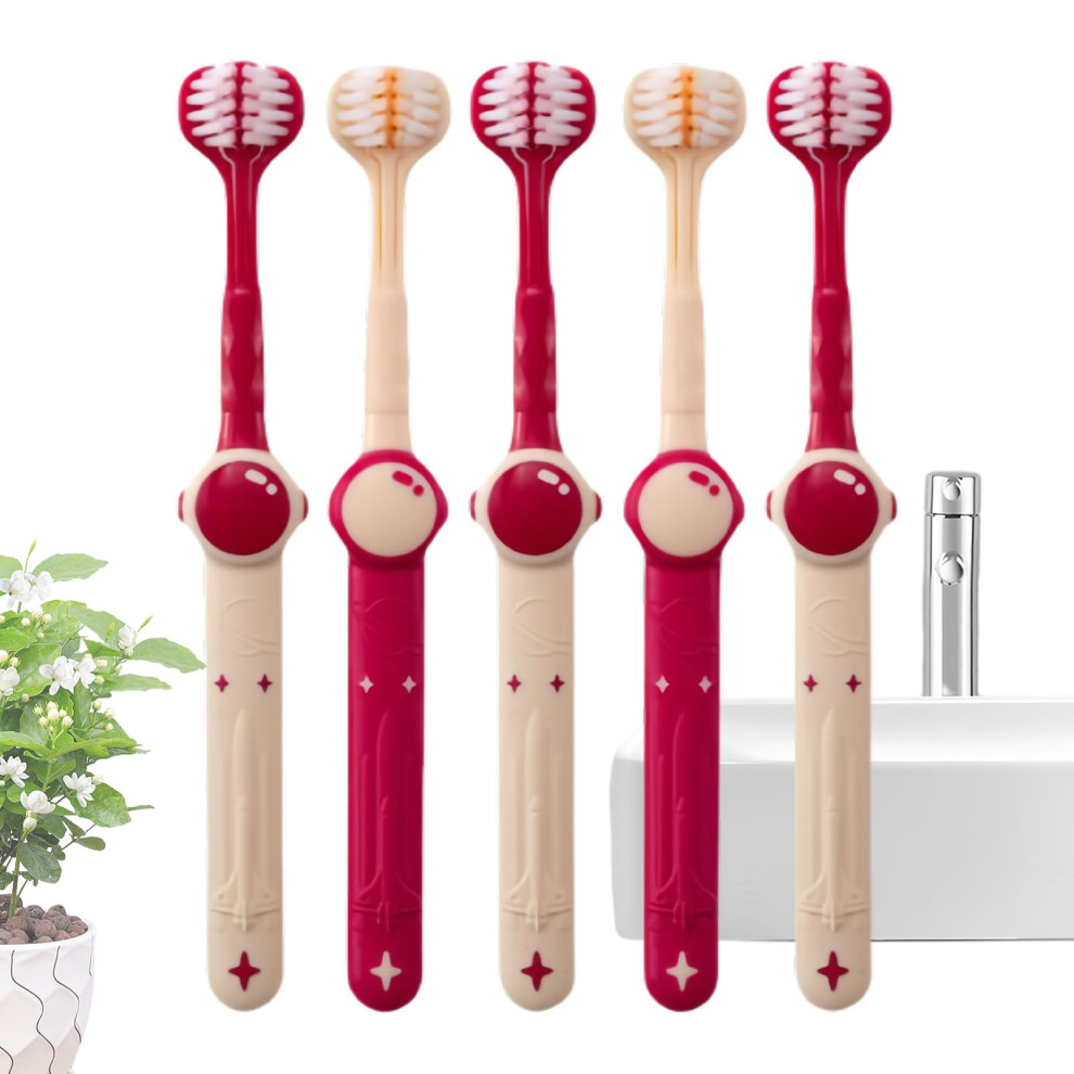 Three Sided Kids Toothbrush with Extra Soft Bristles and Space Handle for Ages 312