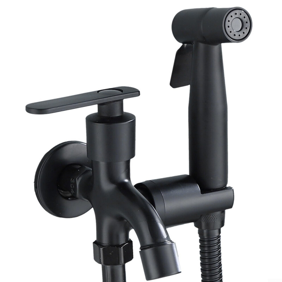 Bidet Shower Faucet Wall Mounted Black Stainless Steel Finish, Stainless Steel Construction, Bathroom Bidet Sprayer 9189345436468