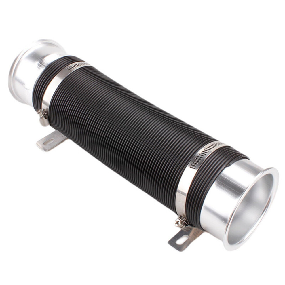 Universal 3Inch 76Mm Flexible Car Engine Cold Air Turbo Intake Hose Inlet Ducting With Connector And Bracket Silver 9189345436499