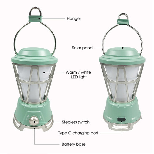 Farol solar LED tipo 3 2000mAh 1118,9 cm Verde