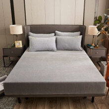 Warm Plush Elastic Fitted Sheet King Size Flannel 150x200x25cm Solid Color8 For Winter Double Bed 1pc