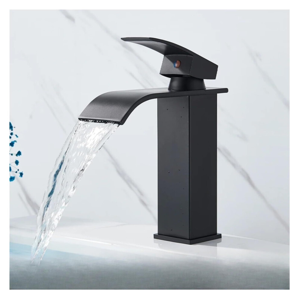 Brushed Gold Basin Sink Faucet Waterfall Outlet Vanity Hot Cold Mixer Deck Mount Washbasin Faucet Black 9382693058676