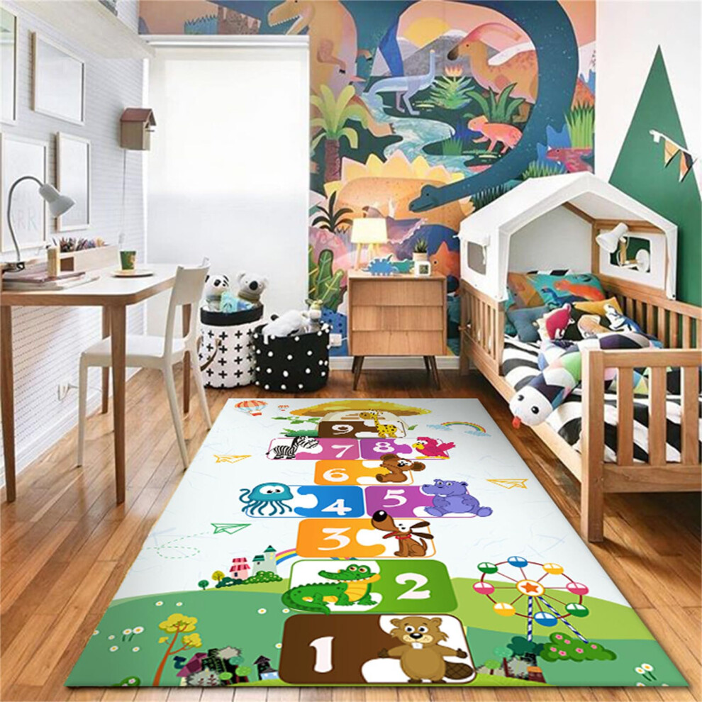 Kids Rug Hopscotch Play Mat NonSlip Washable Crawling Floor Carpet Area Rug For Bedroom Nursery Living Room