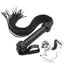 Black Leather Sex Whip Bondage Toy for Couples and Women, Suitable for Adult Games Ref: 6850
