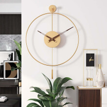 Modern Wall Clock Decorative Pendulum Clock With Walnut Pointers, 60cm Gold, For Living Room, Bedroom, Dining Room