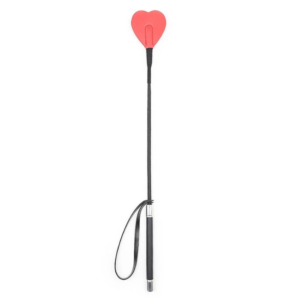 Red 53.5Cm Leather Heartshaped Horse Whip Crops Equestrianism Paddles Riding Crop Horse Whips(Red) Ref: 3822