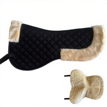 Wool Horse Saddle Pad, Shock Absorbing English Half Pad, For Horse Riding, Black