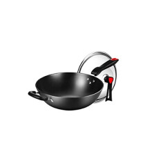 Stainless Steel Wok No Coating NonStick Pan No Oily Smoke 32 Cm
