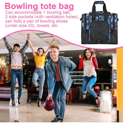Bowling Ball Bag  Single Ball Tote with Padded Interior, Adjustable Strap, Blue 1