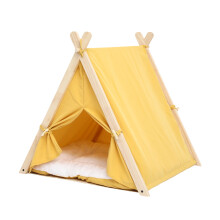 Kattentipi-tent met dik kussen en antislippunten, huisdiertipi-tent van wasvrij katoenen canvas, veilige en stabiele constructie voor langdurig