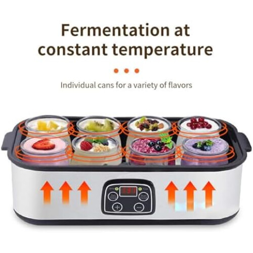 Yogurt Maker 1400ml Automatic With 8 Glass Jars, Temperature Range 20C55C, 48H Timer, LED Display For Kitchen 2