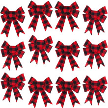 Laços de Natal em veludo vermelho, decoração ideal para a sua época festiva, com arame de torção fácil de usar, laço de guirlanda de Natal em