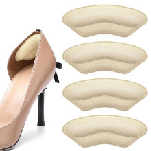 Heel Pads For Shoes NonSlip Grips, Cushion Inserts, Beige, 2 Pairs For Loose Fit To Secure Fit