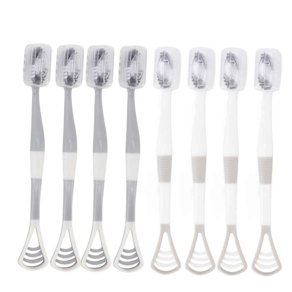 Ergonomic Toothbrush with Tongue Scraper for Adult Use, Travel-Friendly Soft Bristle Oral Tool Featuring Dualhead Design - Includes Silicone Cleaning