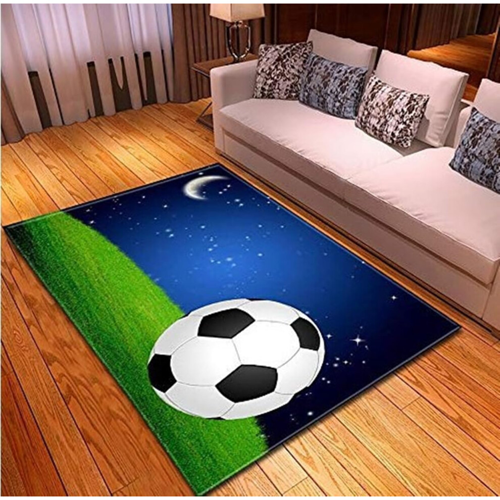Kids Indoor Sports Rug Football Basketball Print Green Brown Nursery Rug Flannel Sponge Material Modern Living Room Rug Green,Brown