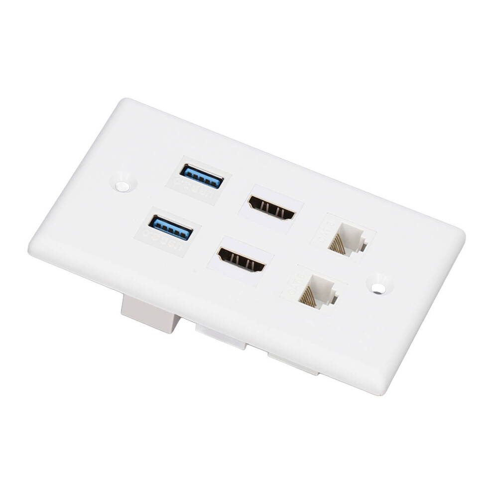 Hd Multimedia Interface Wall Plate: 2 Hd 2 Cat6 2 Usb3.0 Ports 8031374489803