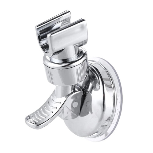 Universal Shower Holder Adjustable Suction Cup No Drill Wall Mounted Silver