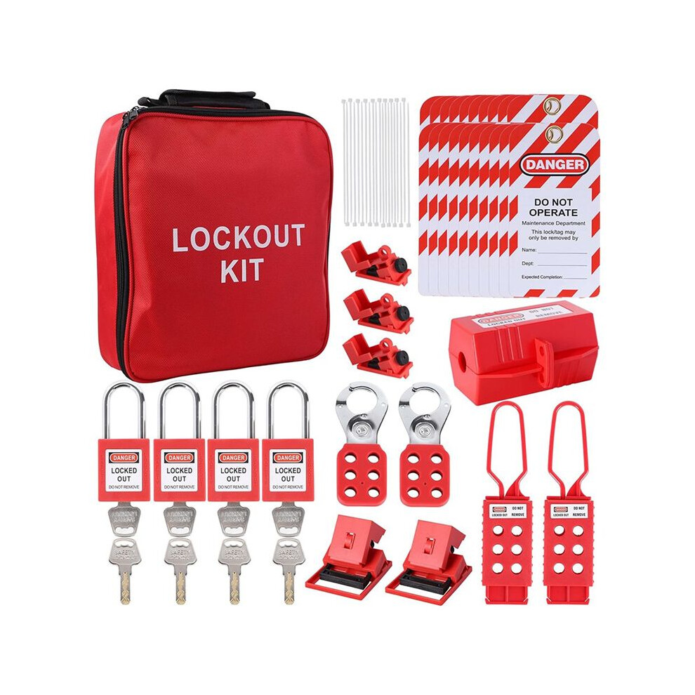 Lockout Tagout Kit, Electrical Loto-Kit With Circuit Breaker Lockout, Lockout Hasps, Lock Out Tags Multi-Pole Breaker 4712058231720