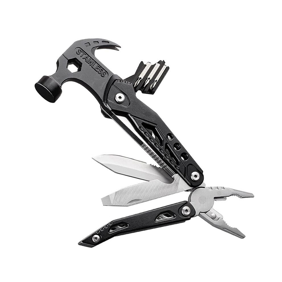 Multitool Hammer Folding Survival Tool: 14 In 1 All One Multi Small Gadget,Multifunctional Stainless Pliers Knife 4711257325933