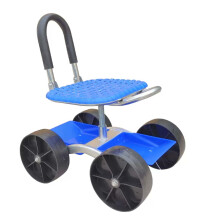 Garden Rolling Stool with Wheels Adjustable Height 360 Swivel Seat with Backrest and Storage Tray