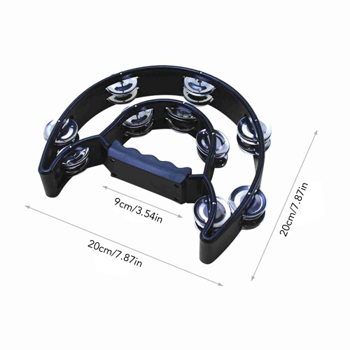 Party-Ready Handheld Tambourine with Double Row & Custom Handle 25cm Diameter 1
