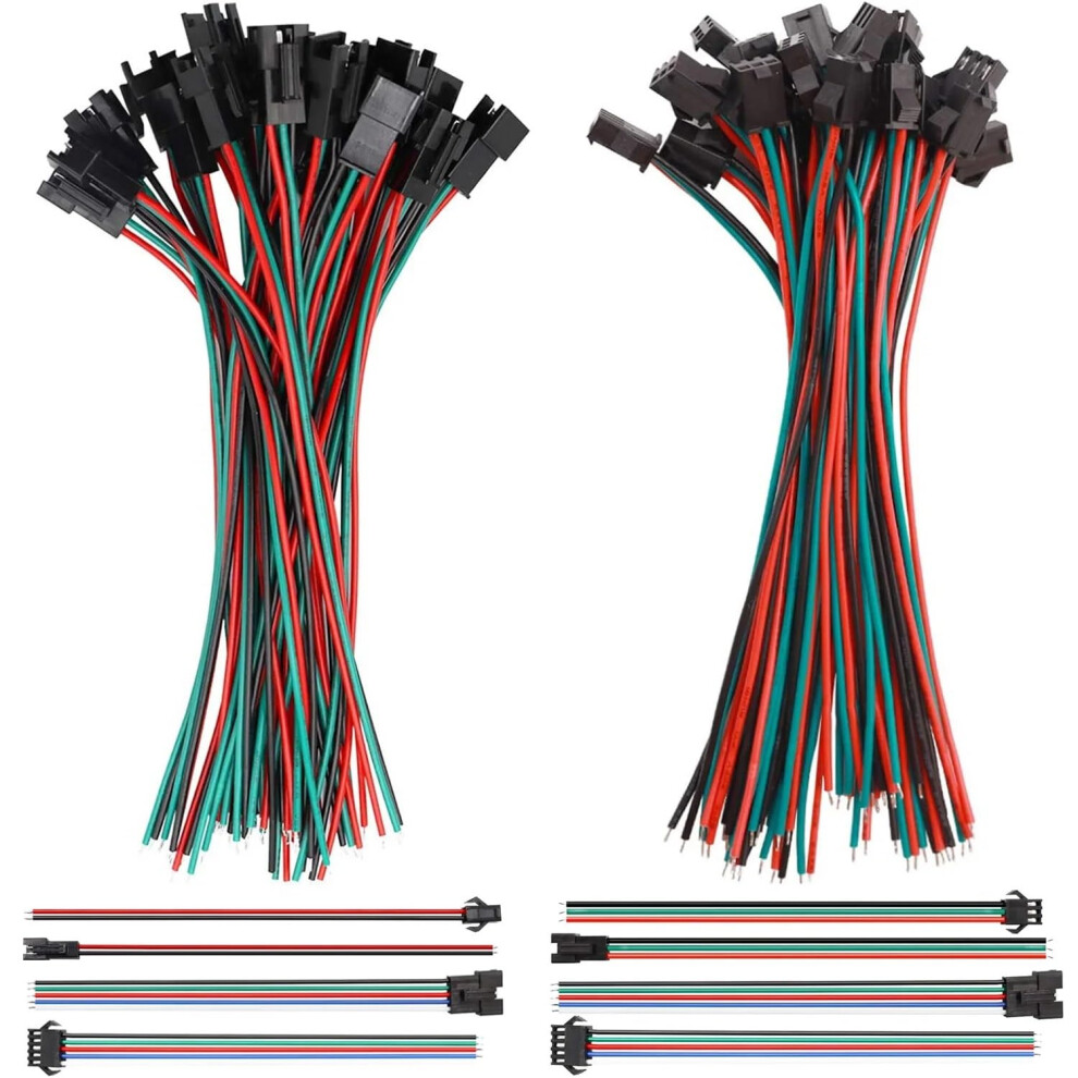 20/40Pcs Led Extension Connector Cable Wires Male Female Wire For 3528 5050 Rgb Rgbw Led Strip Lights, 2/3/4/5Pin(Style2 50Pcs(5Pair)) Ref: 8869 9347817251449