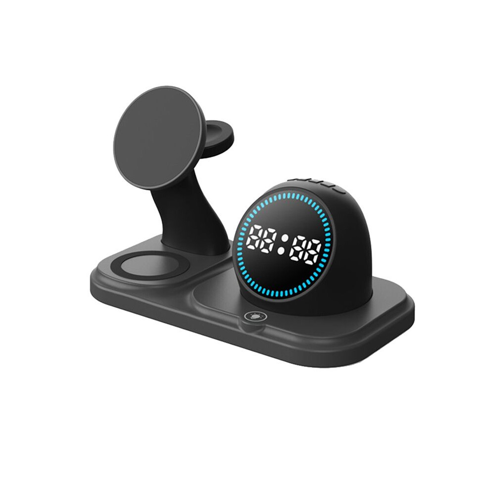 6 In 1 30W Magnetic Wireless Charger Stand Rgb Alarm Clock Speaker Charger Station For Iwatch Airpods A 4712849268270
