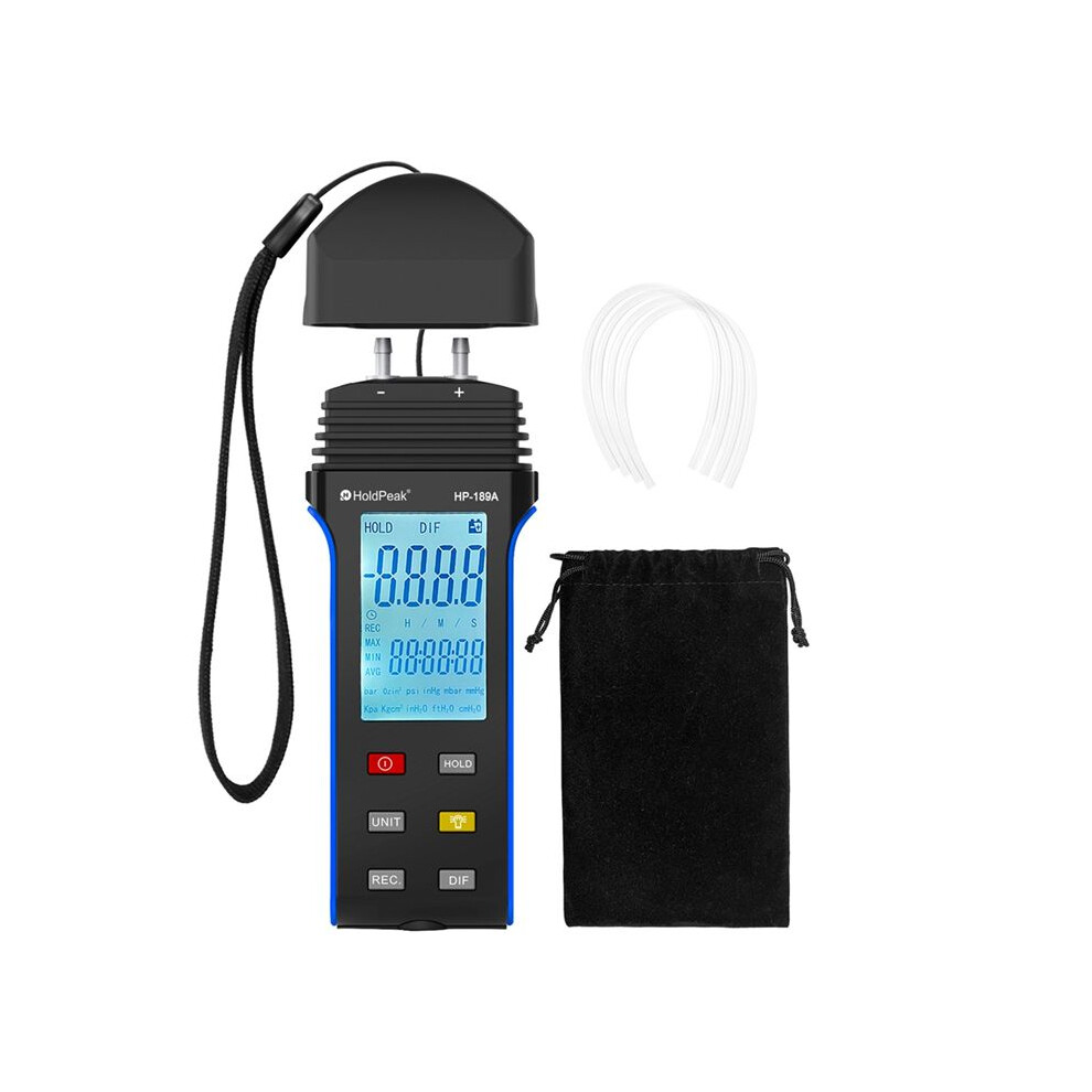 Holdpeak Digital Manometer,2-Port Manometer Gas Pressure Tester Lcd Display With Backlight For Any Gas Pressure System Trouble 4711043826385